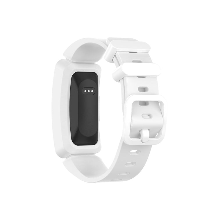 White silicone replacement strap with clasp buckle and watch case for Fitbit Inspire HR/Ace 2