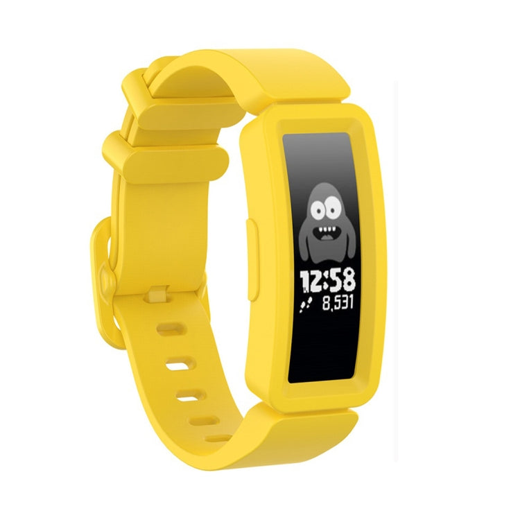 Yellow silicone replacement smartwatch strap with clasp buckle for Fitbit Inspire HR/Ace 2