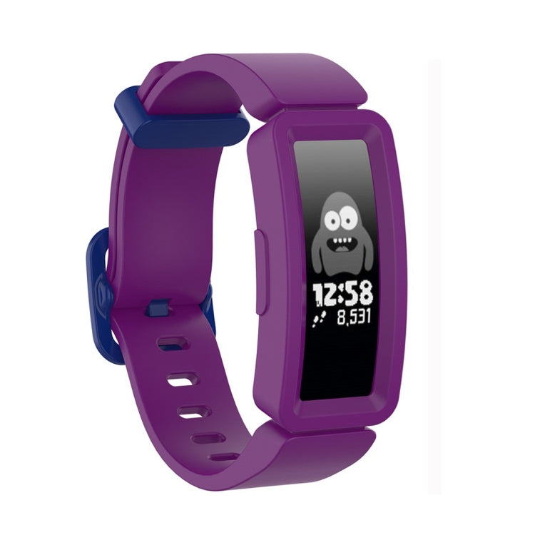 Purple silicone smart watch replacement strap with blue buckle for Fitbit