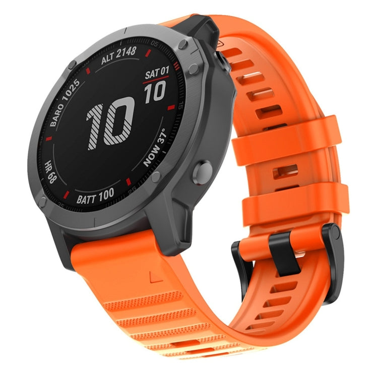 Orange silicone smartwatch replacement strap with adjustable buckle and vented holes