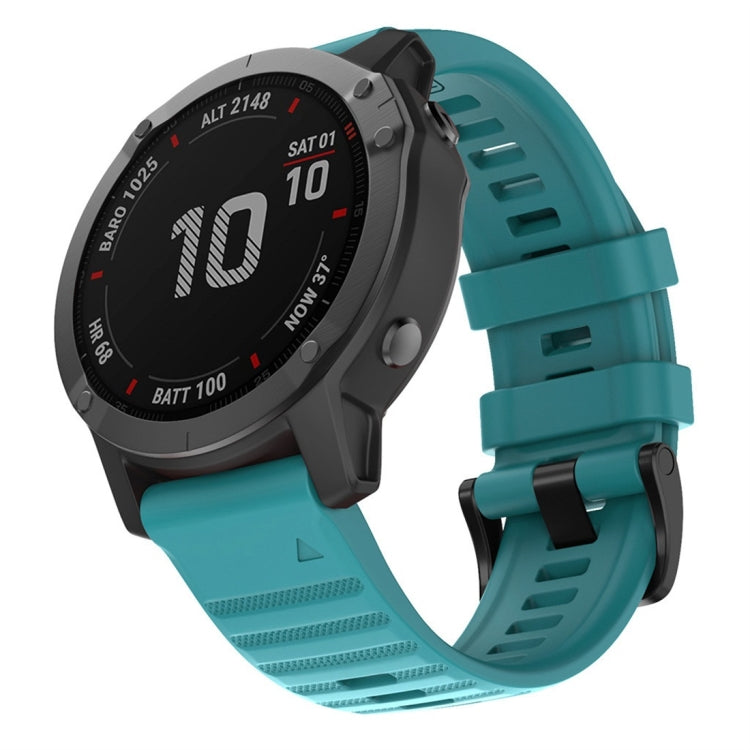 Silicone smartwatch replacement strap, teal blue with buckle and perforated holes