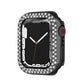 Black rhinestone bezel watch protective case with round side button cutout