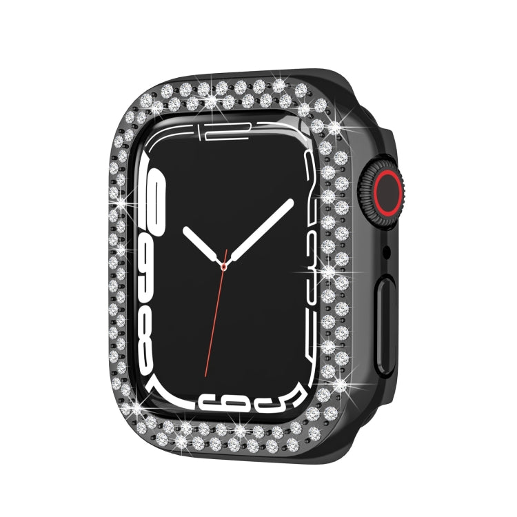 Black rhinestone bezel watch protective case with round side button cutout