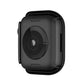 Black protective watch case with circular speaker window and side button openings