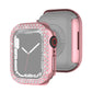 Rose pink diamond watch protective case with rhinestone double-row bezel and side ports
