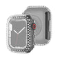 Rhinestone smartwatch case with clear frame and double-row crystals, front and back visible