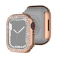 Rose gold watch protective case with rhinestone double-row bezel and side button cutouts
