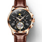 OLEVS 9912 Hollow Flywheel Week Calendar Dial Luminous Mechanical Watch for Men