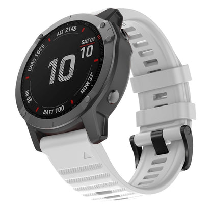 White silicone smartwatch replacement strap with perforated texture and adjustable buckle