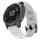 White silicone wristband replacement strap for a smartwatch, with secure pin-buckle