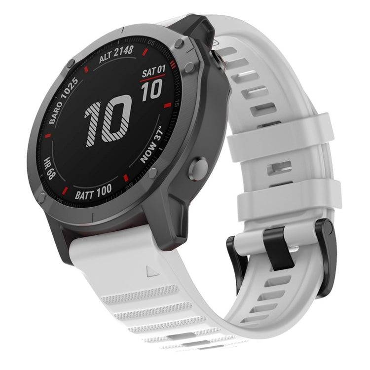White silicone wristband replacement strap for a smartwatch, with secure pin-buckle