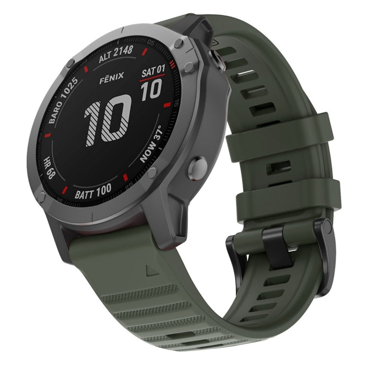Silicone smartwatch replacement strap for Garmin, army green, with adjustable buckle holes