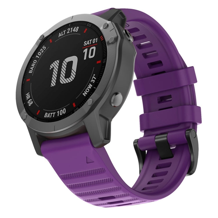 Silicone smartwatch replacement strap for Garmin, purple, with adjustable buckle holes