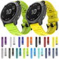 Silicone replacement watch straps for Garmin in multiple colors, shown as an assortment