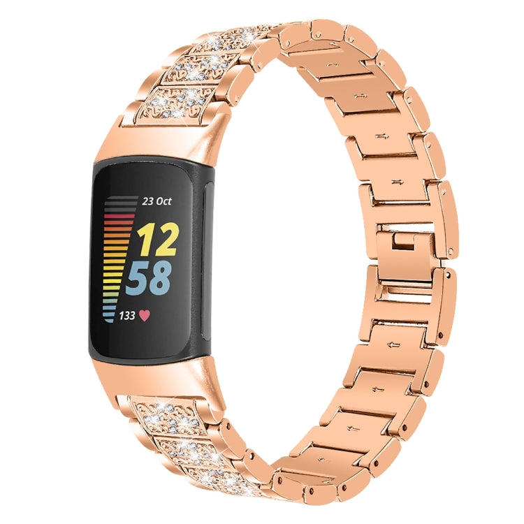 Diamond Stainless Steel Replacement Strap Watchband, For Fitbit Charge 5