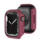 Wine red shockproof TPU smartwatch case, front and back views with side button openings