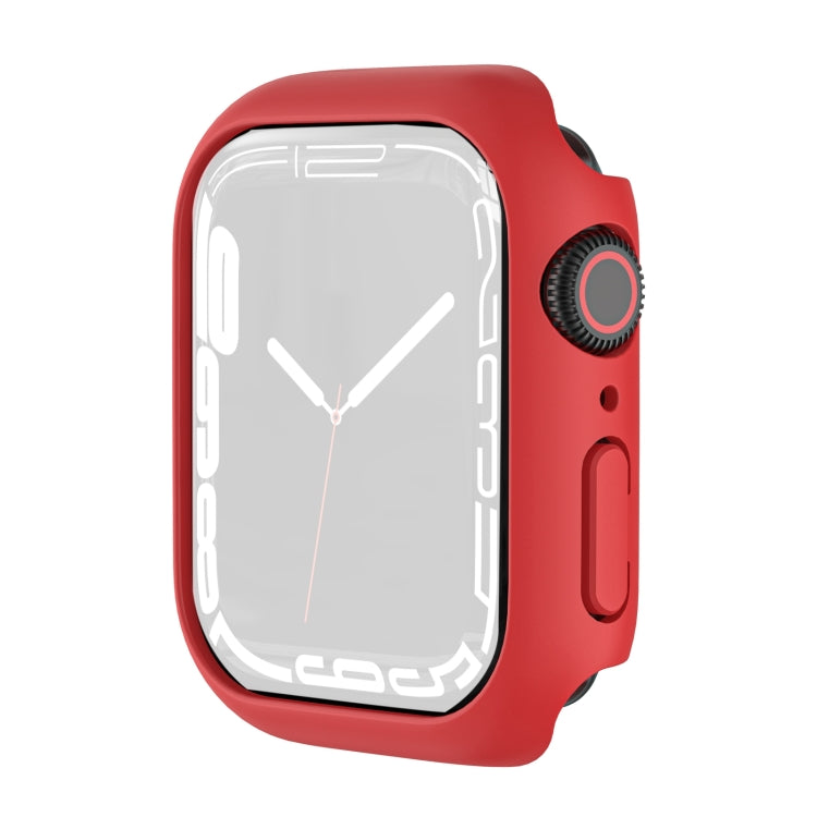 Red shockproof TPU smartwatch case with screen cover and side button openings