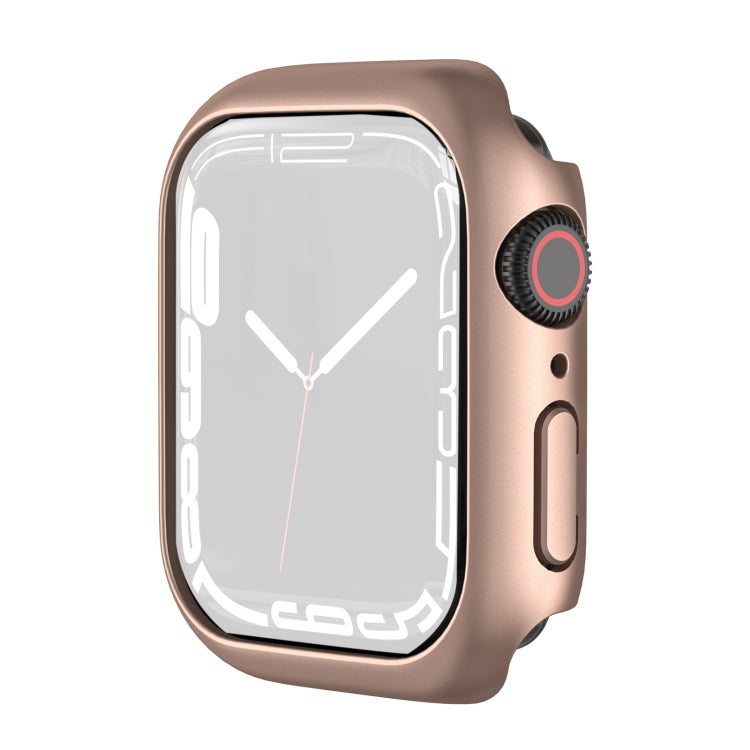 Shockproof TPU Apple Watch case in rose gold, raised bezel and side button opening