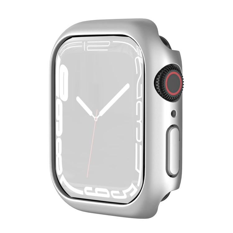 Shockproof TPU Apple Watch case in silver, raised screen bezel and side button cover