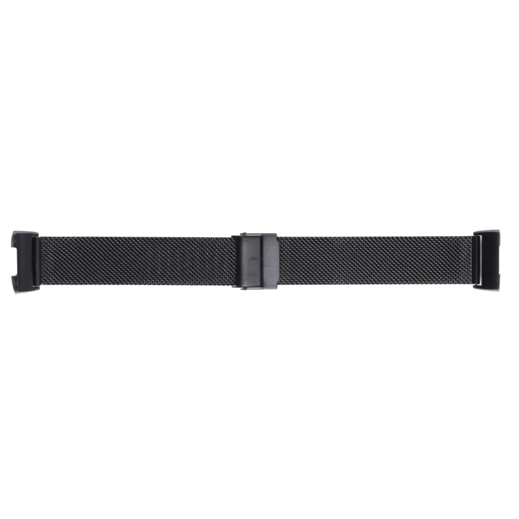Double buckle Milanese mesh watch strap band, black woven strap with center buckle