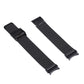 Double buckle Milanese mesh watch strap band, black metal weave with clasp ends
