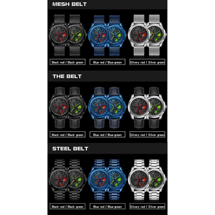 Watch style lineup showing multiple dial and belt color options