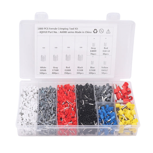 Needle-shaped tubular cold-pressed terminal kit in clear storage case with mixed colors