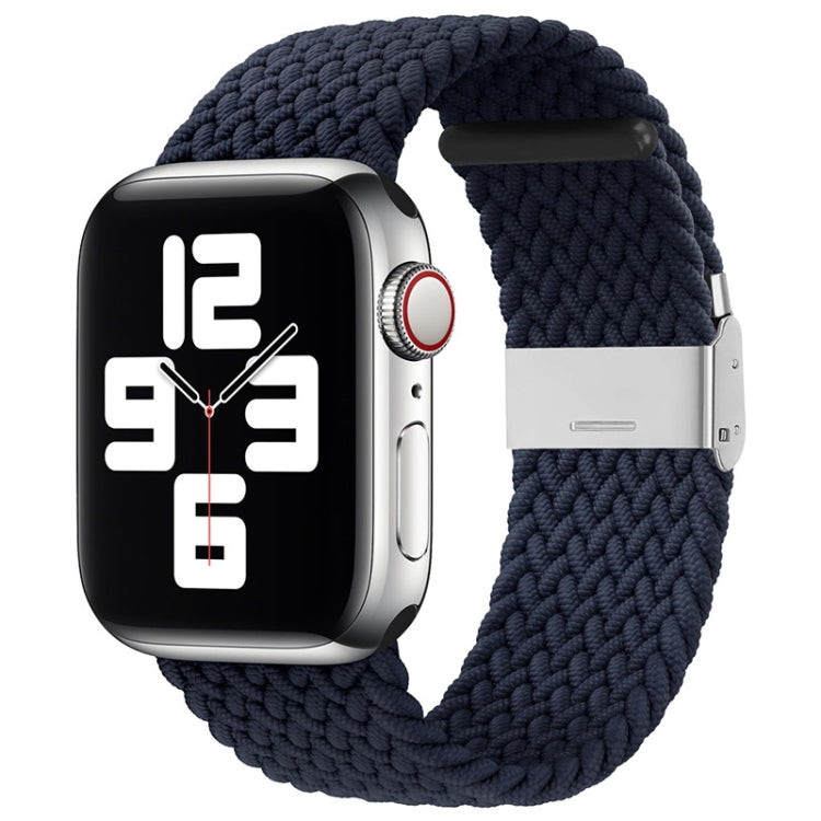 Nylon braid replacement watch band with buckle for Apple Watch, dark navy