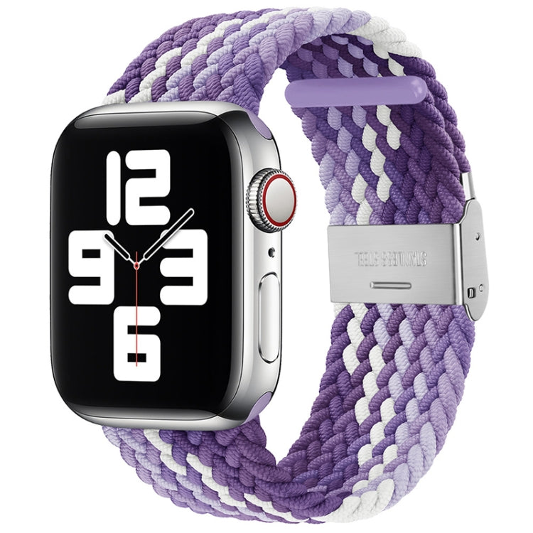 Purple nylon braided watch band with single metal buckle for Apple Watch