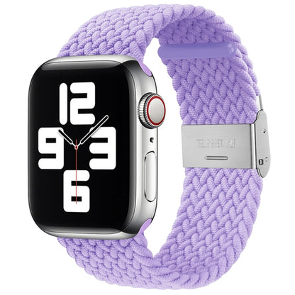Nylon braided watchband with single buckle, lavender purple woven design