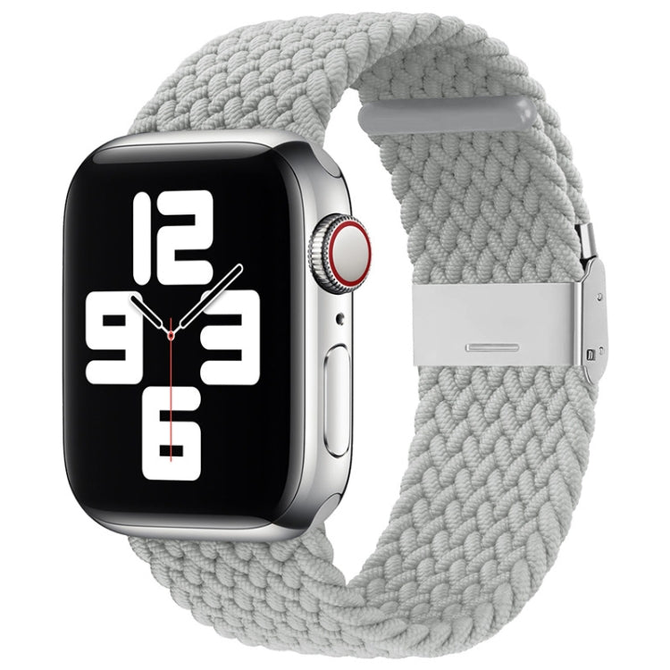 Nylon braided watchband with single buckle, light gray woven knit design