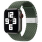 Braided nylon watch band with single buckle, dark green textured braid.