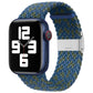 Nylon braid replacement watch band with buckle for Apple Watch, blue with green pattern