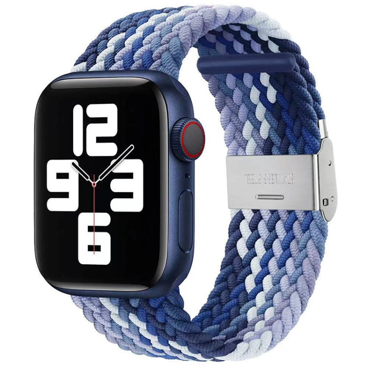 Nylon braid replacement watch band with buckle for Apple Watch, light blue