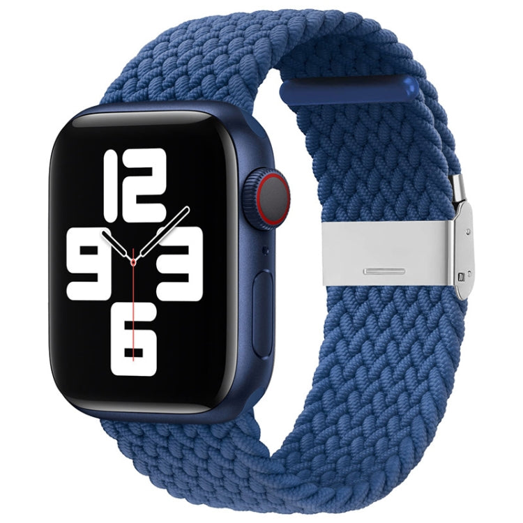 Nylon braid replacement watch band with buckle for Apple Watch, medium blue