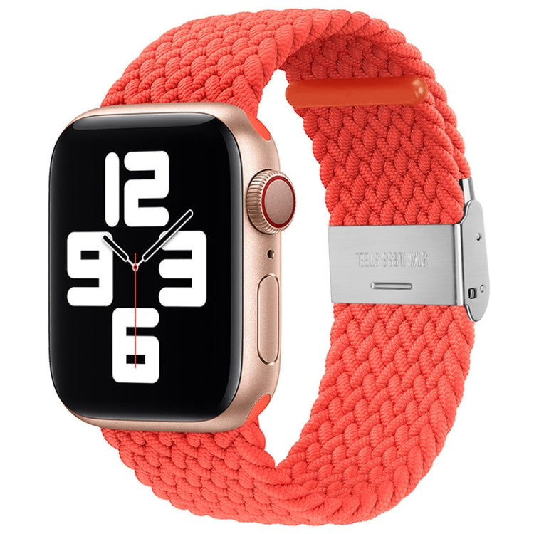 Nylon braid replacement watch band with buckle for Apple Watch, coral red