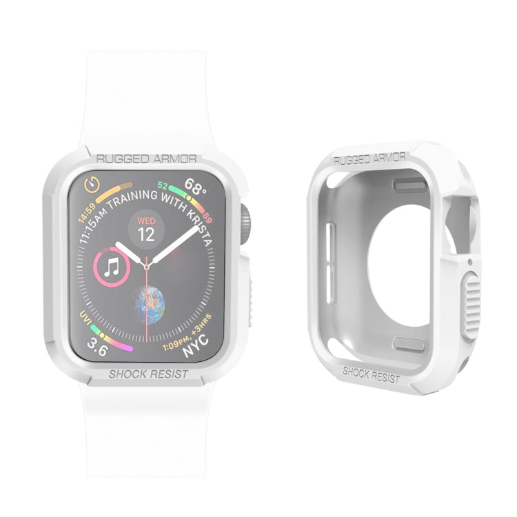 White silicone shockproof Apple Watch protective case with shock-resistant rugged frame