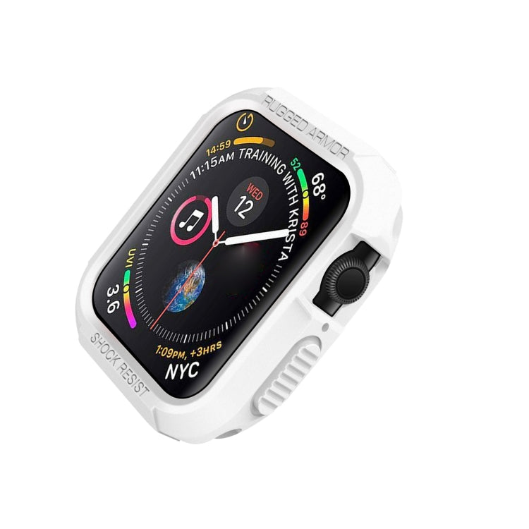 White silicone shockproof Apple Watch protective case with rugged armor front
