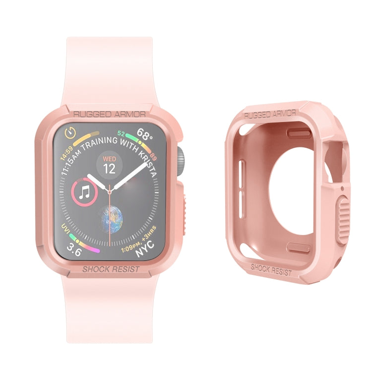 Pink silicone shockproof Apple Watch protective case with shock-resistant rugged frame