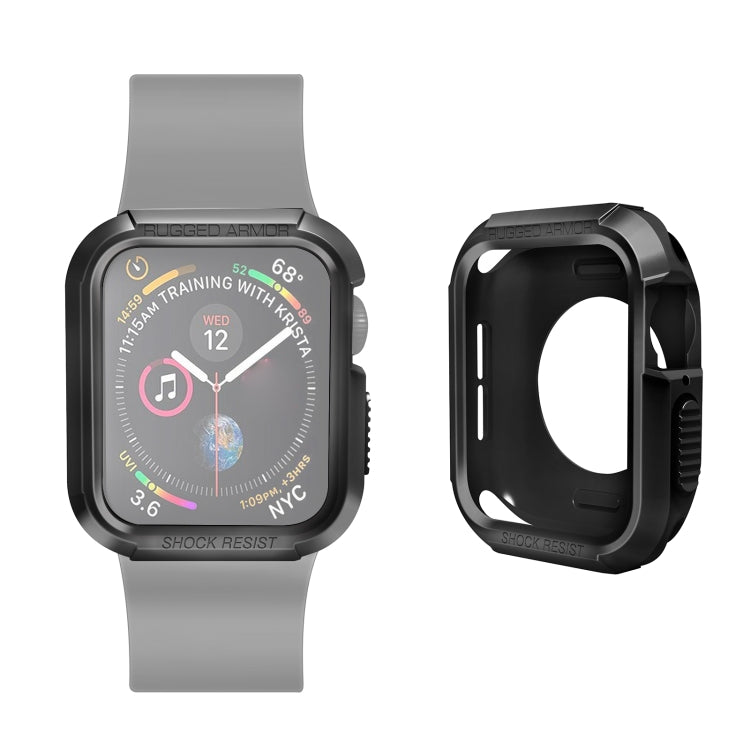 Black silicone shockproof Apple Watch protective case with shock-resistant rugged frame