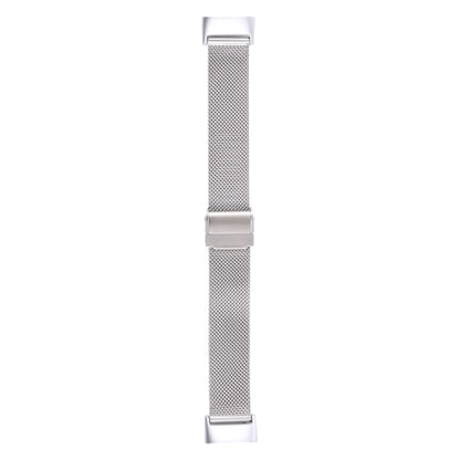 Stainless steel double-buckle mesh watchband for Fitbit Charge 5, silver