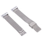 Pair of silver stainless steel mesh watchbands with double buckles for Fitbit Charge 5
