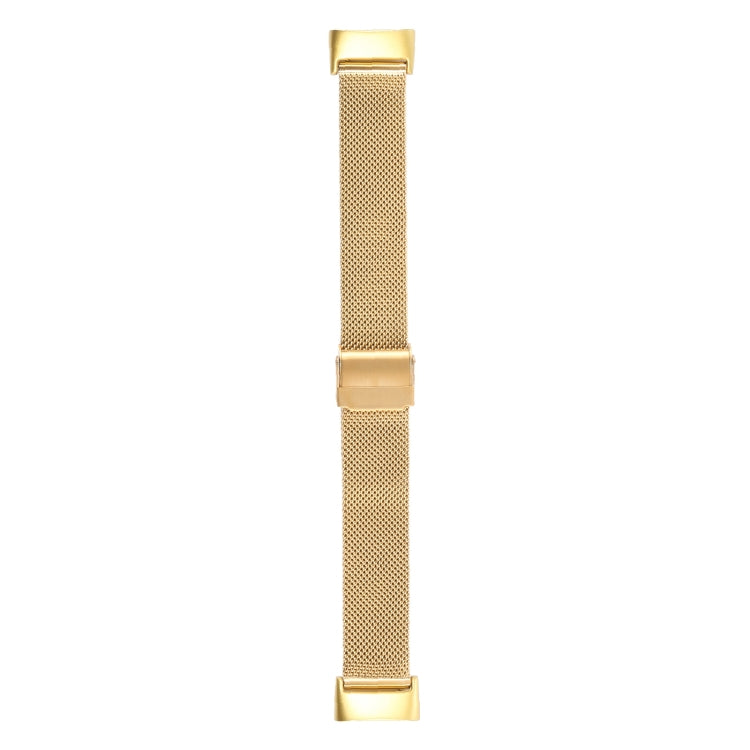 Gold stainless steel double-buckle mesh watchband for Fitbit Charge 5