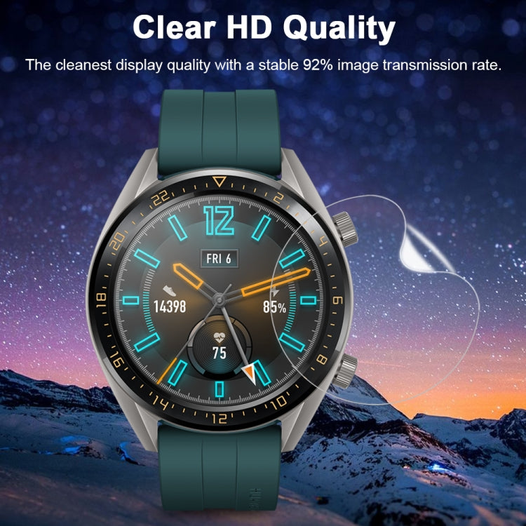 Smartwatch face with clear screen protector film; HD clarity effect and film overlay