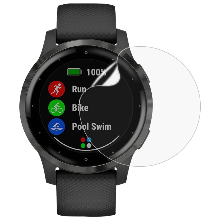Soft hydrogel screen protector film fitted on black smartwatch face