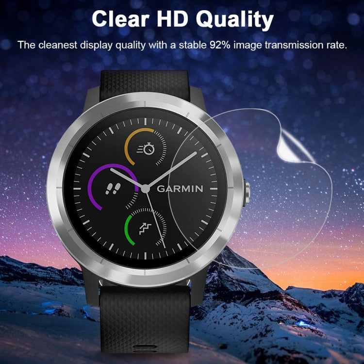 Clear HD hydrogel watch screen protector film on round smartwatch display