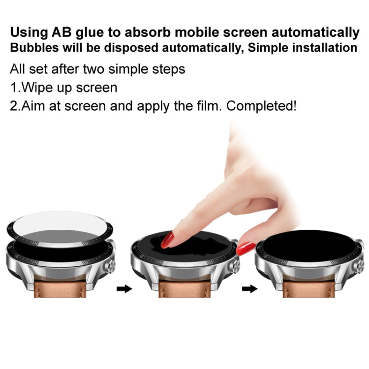 Watch protective film installation sequence on smartwatch screen with hands applying