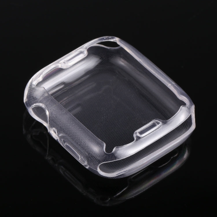 Shockproof TPU Apple Watch case, clear side profile with open frame corners