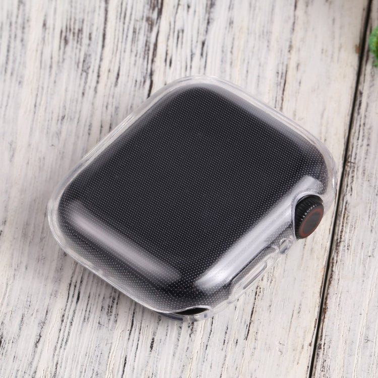 Shockproof TPU Apple Watch case, clear case side with round cutout for access