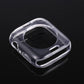 Clear TPU Apple Watch protective case, angled view showing side openings